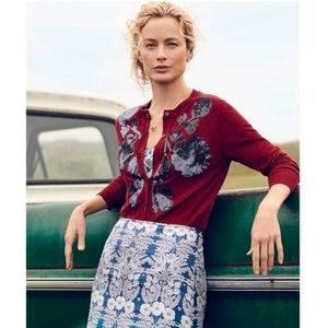 J. Crew Womens Sequin Floral Embroidered Jackie Cardigan Sweater